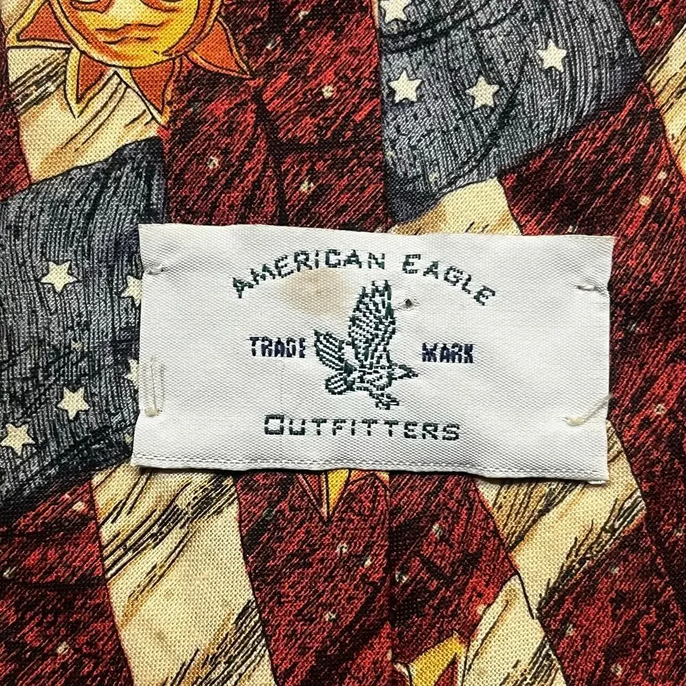 Vintage American Eagle Outfitters Tie‎ Sun Moon Stars 100% Cotton USA Retro